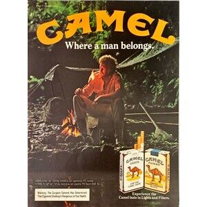 Camel Cigarettes "Where a Man Belongs: Experience the Taste" Vtg Print Ad 1983
